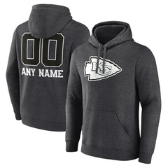 Kansas City Chiefs Personalized Name & Number Monochrome Pullover Hoodie Charcoal