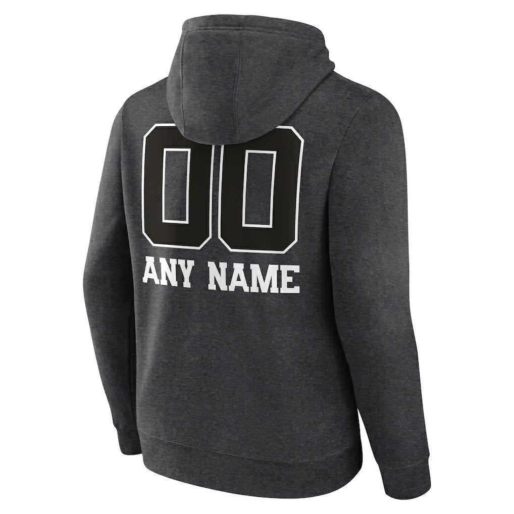 Las Vegas Raiders Personalized Name & Number Monochrome Pullover Hoodie Charcoal