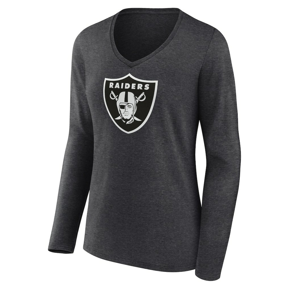 Las Vegas Raiders Women's Personalized Name & Number Monochrome V-neck T-Shirt Charcoal