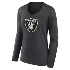 Las Vegas Raiders Women's Personalized Name & Number Monochrome V-neck T-Shirt Charcoal