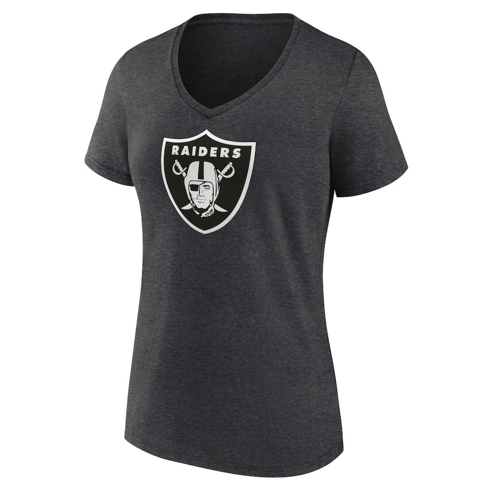 Las Vegas Raiders Women's Personalized Name & Number Monochrome V-Neck Long Sleeve T-Shirt Charcoal