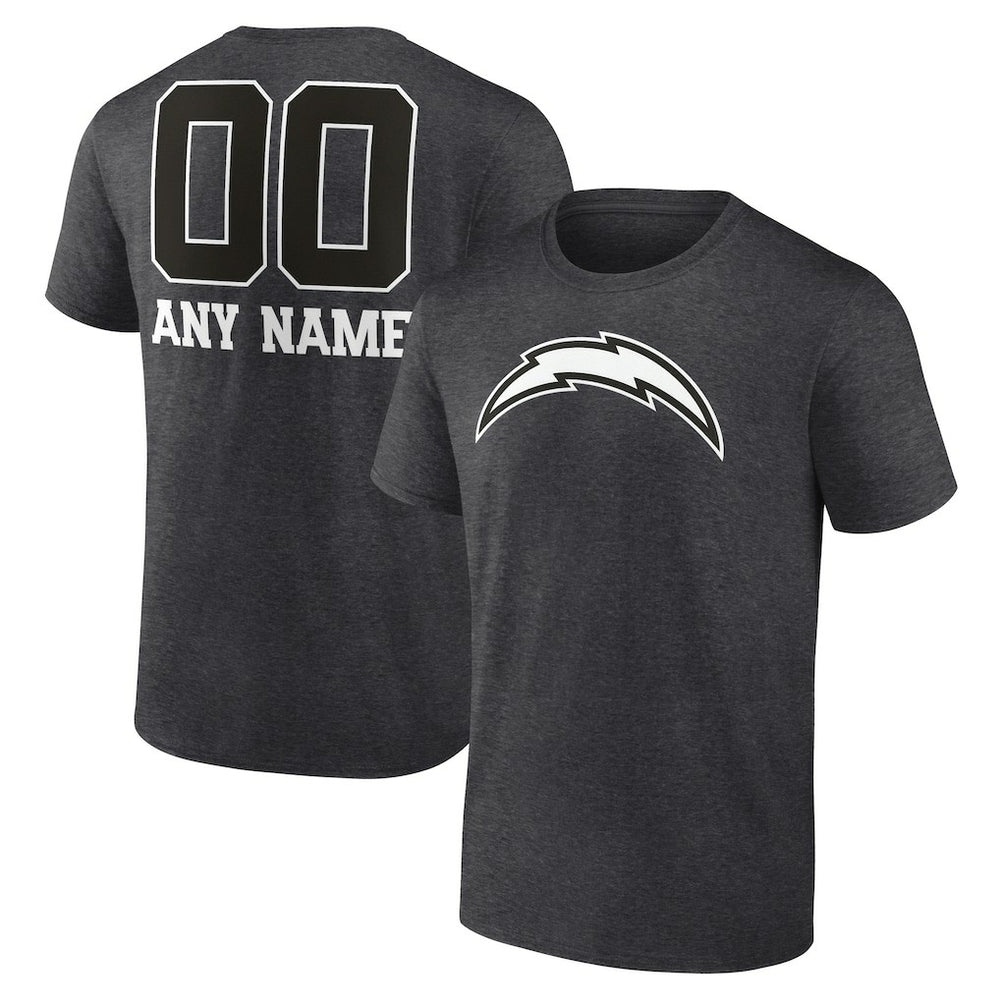 Los Angeles Chargers Personalized Name & Number Monochrome T-Shirt Charcoal