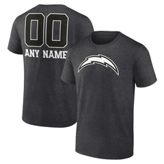 Los Angeles Chargers Personalized Name & Number Monochrome T-Shirt Charcoal