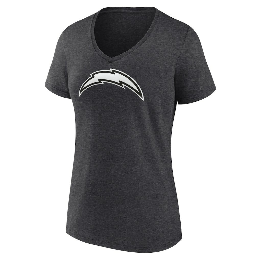 Los Angeles Chargers Women's Personalized Name & Number Monochrome V-Neck Long Sleeve T-Shirt Charcoal