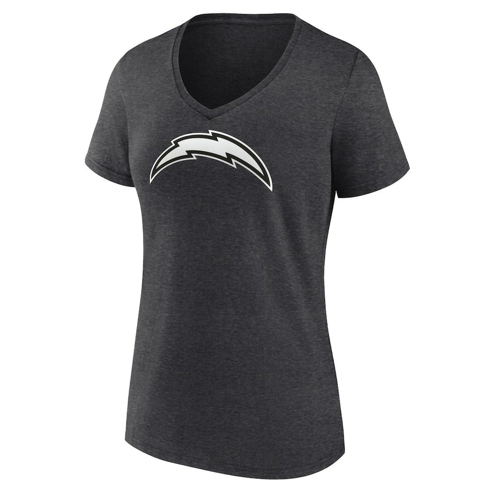 Los Angeles Chargers Women's Personalized Name & Number Monochrome V-Neck Long Sleeve T-Shirt Charcoal