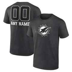 Miami Dolphins Personalized Name & Number Monochrome T-Shirt Charcoal
