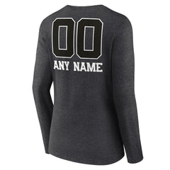 Miami Dolphins Women's Personalized Name & Number Monochrome V-neck T-Shirt Charcoal
