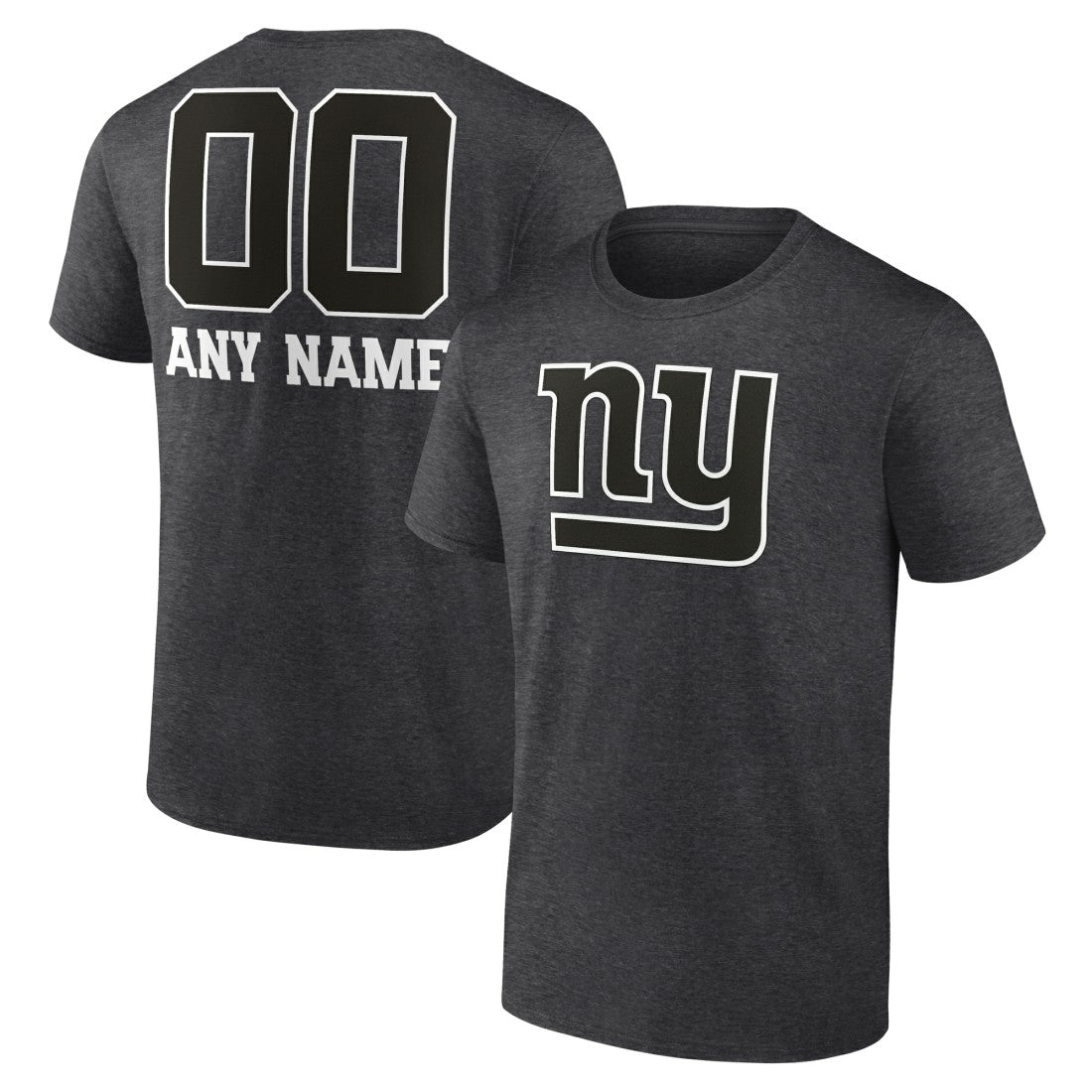 New York Giants Personalized Name & Number Monochrome T-Shirt Charcoal