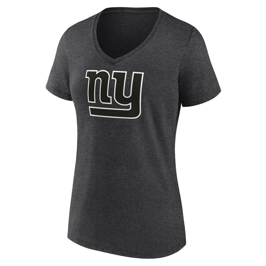 New York Giants Women's Personalized Name & Number Monochrome V-Neck Long Sleeve T-Shirt Charcoal