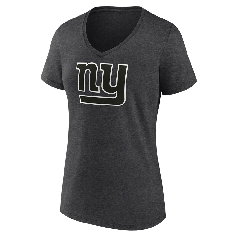 New York Giants Women's Personalized Name & Number Monochrome V-Neck Long Sleeve T-Shirt Charcoal