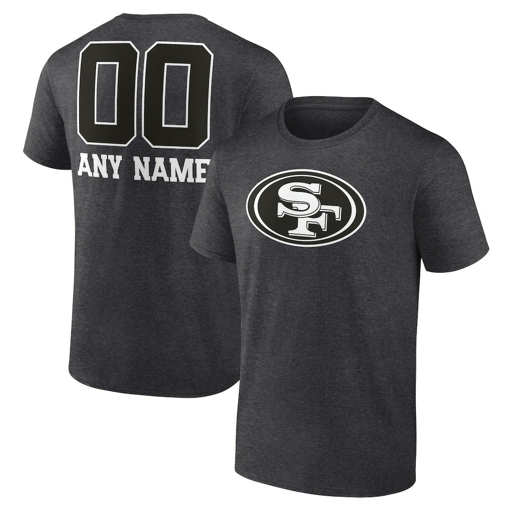 San Francisco 49ers Personalized Name & Number Monochrome T-Shirt Charcoal