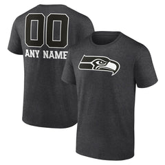 Seattle Seahawks Personalized Name & Number Monochrome T-Shirt Charcoal