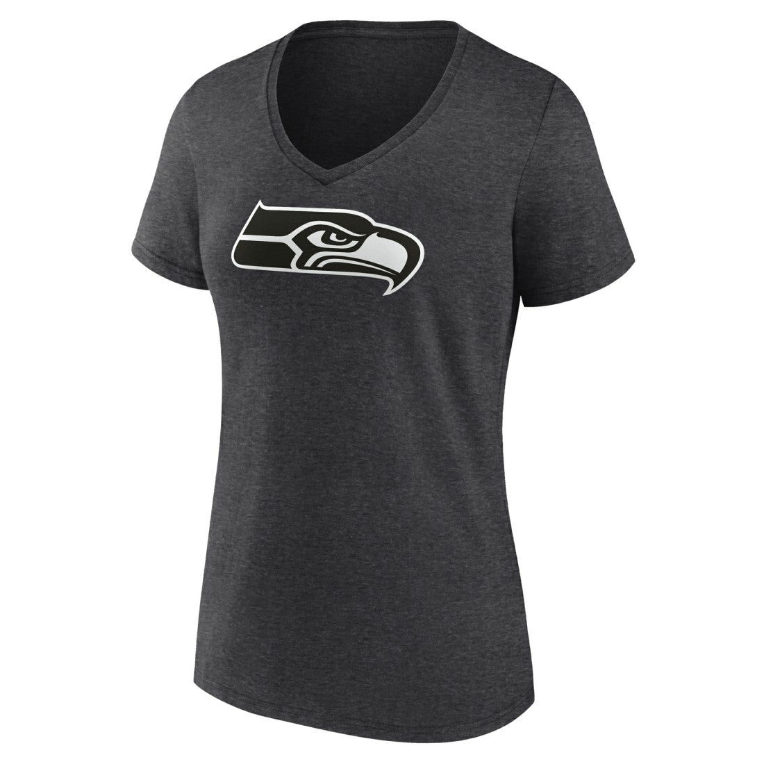 Seattle Seahawks Women's Personalized Name & Number Monochrome V-Neck Long Sleeve T-Shirt Charcoal