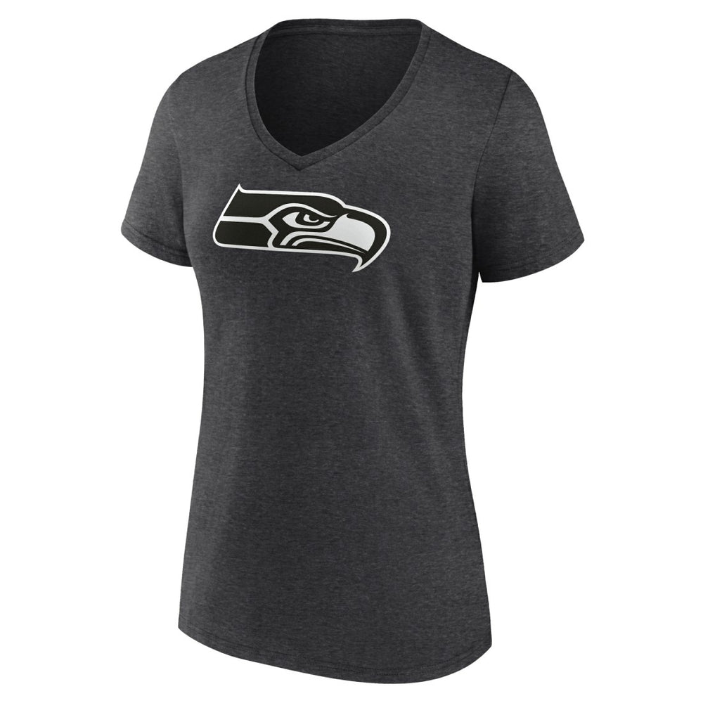 Seattle Seahawks Women's Personalized Name & Number Monochrome V-Neck Long Sleeve T-Shirt Charcoal
