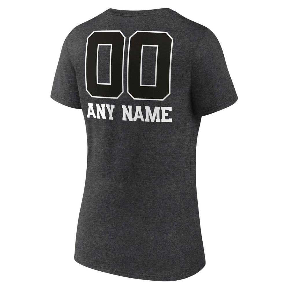 Seattle Seahawks Women's Personalized Name & Number Monochrome V-Neck Long Sleeve T-Shirt Charcoal