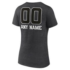 Seattle Seahawks Women's Personalized Name & Number Monochrome V-Neck Long Sleeve T-Shirt Charcoal
