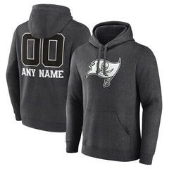 Tampa Bay Buccaneers Personalized Name & Number Monochrome Pullover Hoodie Charcoal