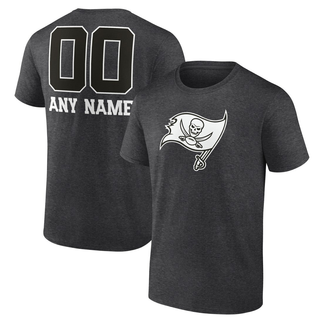 Tampa Bay Buccaneers Personalized Name & Number Monochrome T-Shirt Charcoal