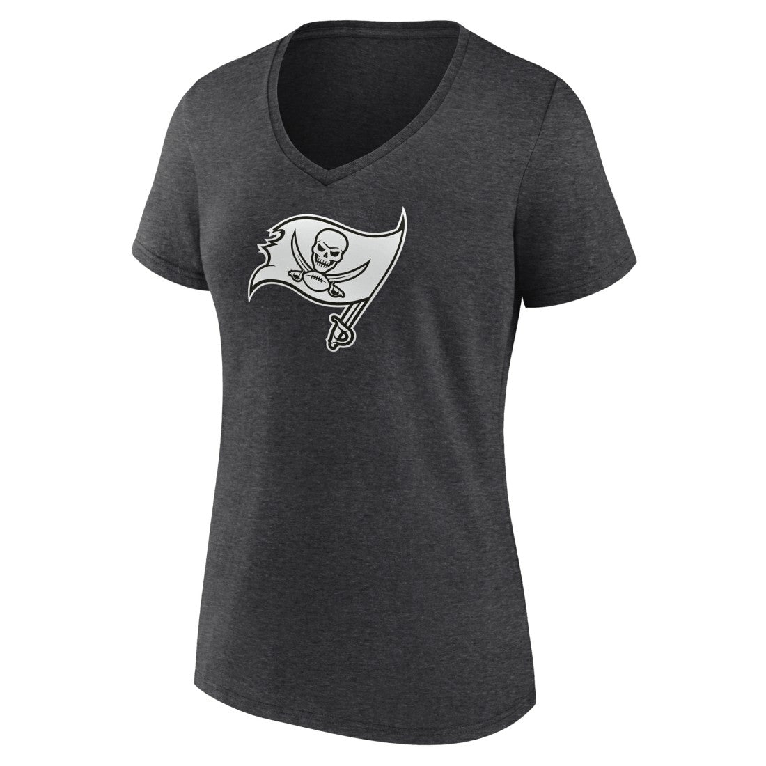 Tampa Bay Buccaneers Women's Personalized Name & Number Monochrome V-Neck Long Sleeve T-Shirt Charcoal