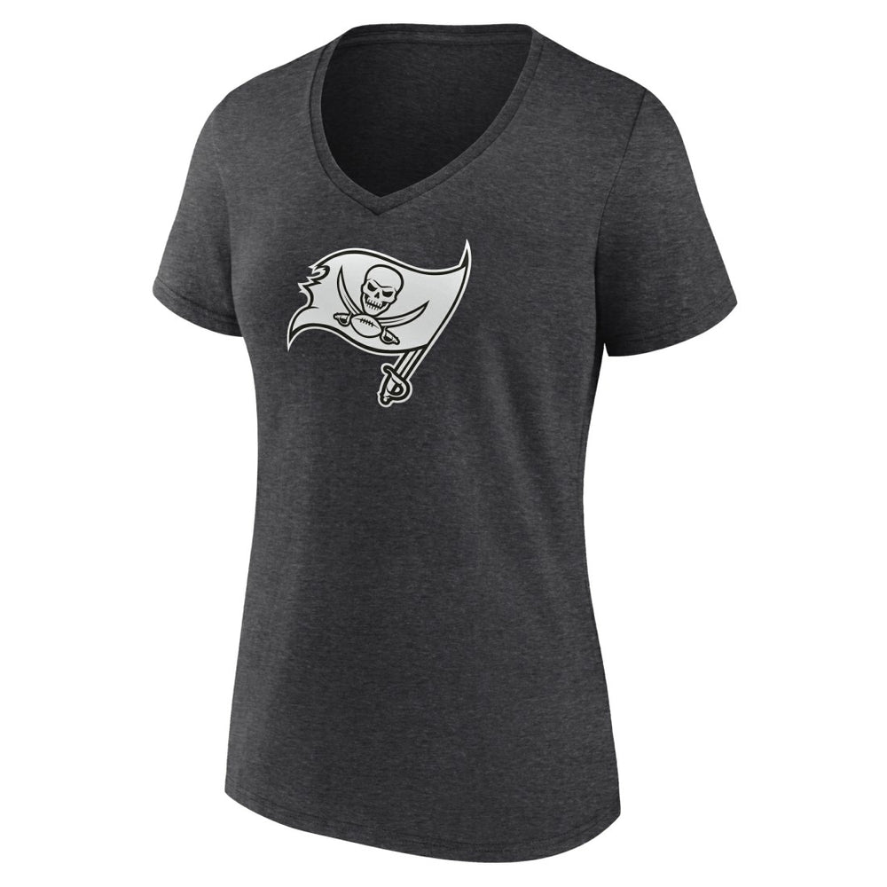 Tampa Bay Buccaneers Women's Personalized Name & Number Monochrome V-Neck Long Sleeve T-Shirt Charcoal