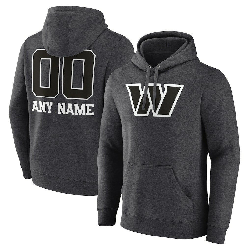 Washington Commanders Personalized Name & Number Monochrome Pullover Hoodie Charcoal