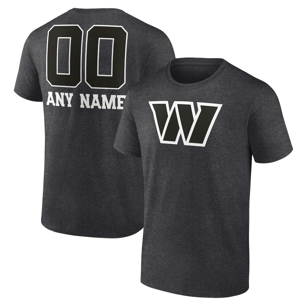Washington Commanders Personalized Name & Number Monochrome T-Shirt Charcoal