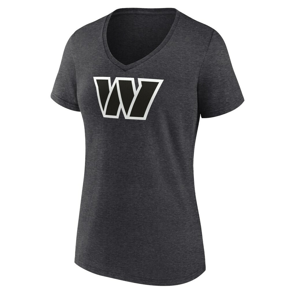 Washington Commanders Women's Personalized Name & Number Monochrome V-Neck Long Sleeve T-Shirt Charcoal