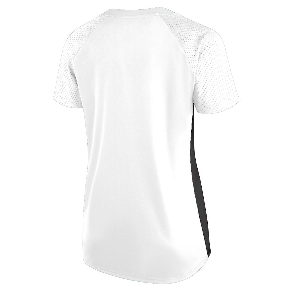 Las Vegas Raiders Women's Plus Size Glitter Lace-Up V- Neck T-Shirt White