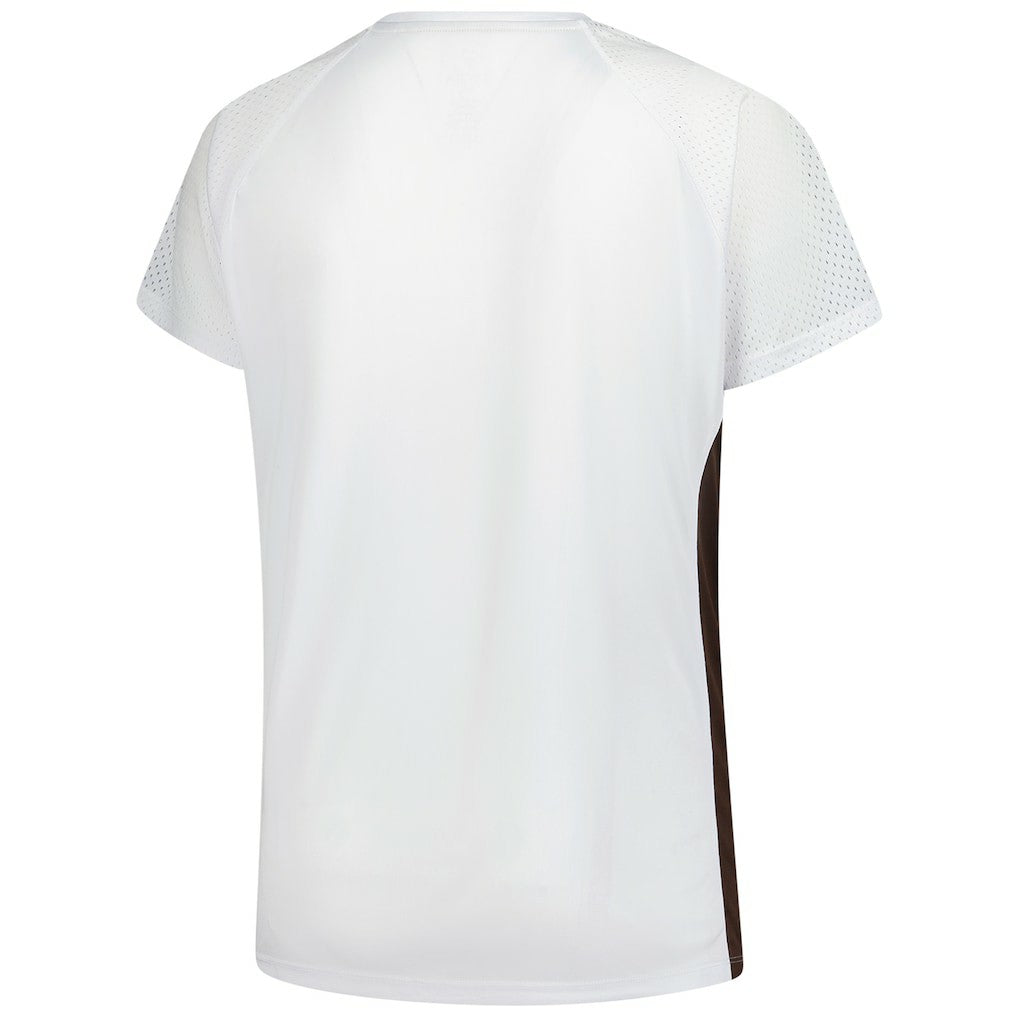 Cleveland Browns Women's Plus Size Glitter Lace-Up V- Neck T-Shirt White
