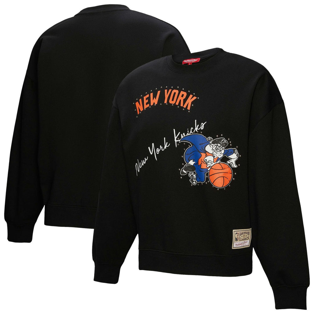 New York Knicks Women's Hardwood Classics Home Team Pullover Sweatshirt Black