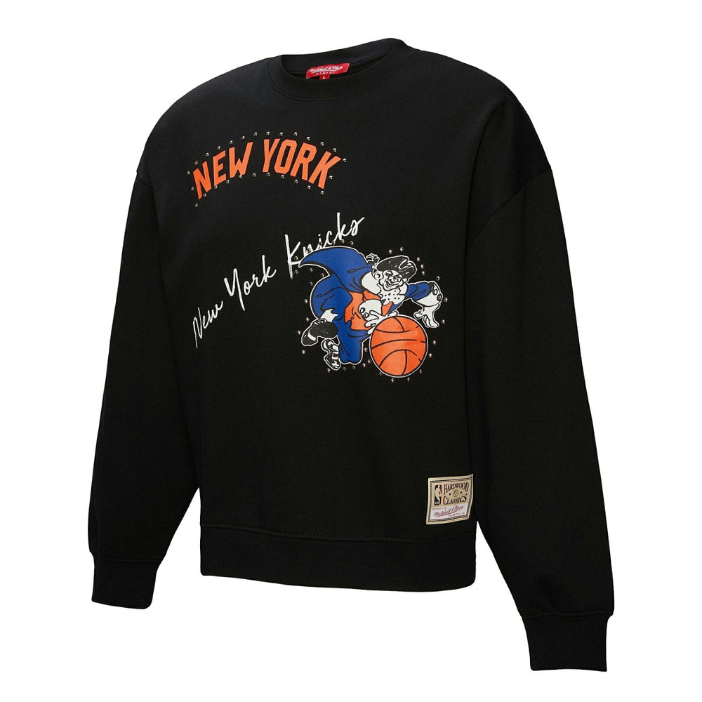 New York Knicks Women's Hardwood Classics Home Team Pullover Sweatshirt Black