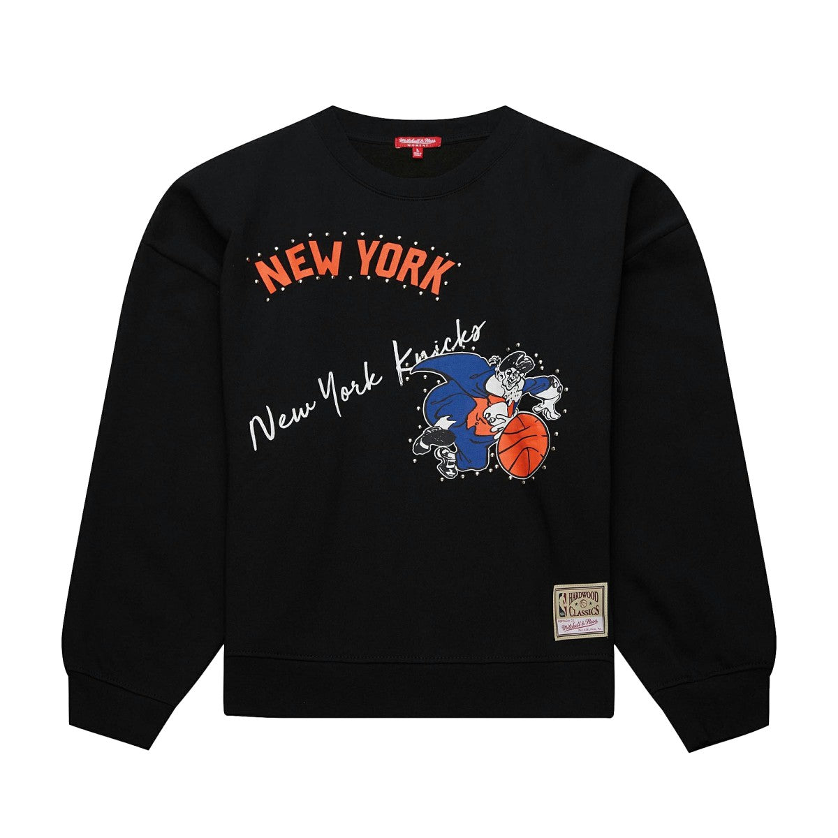 New York Knicks Women's Hardwood Classics Home Team Pullover Sweatshirt Black