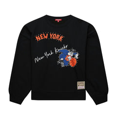New York Knicks Women's Hardwood Classics Home Team Pullover Sweatshirt Black
