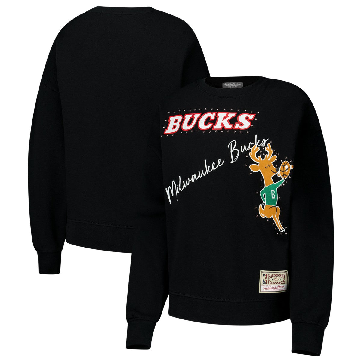 Milwaukee Bucks Women's Hardwood Classics Home Team Pullover Sweatshirt Black