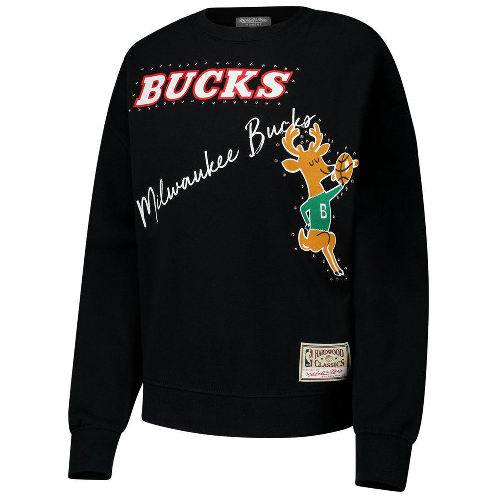 Milwaukee Bucks Women's Hardwood Classics Home Team Pullover Sweatshirt Black