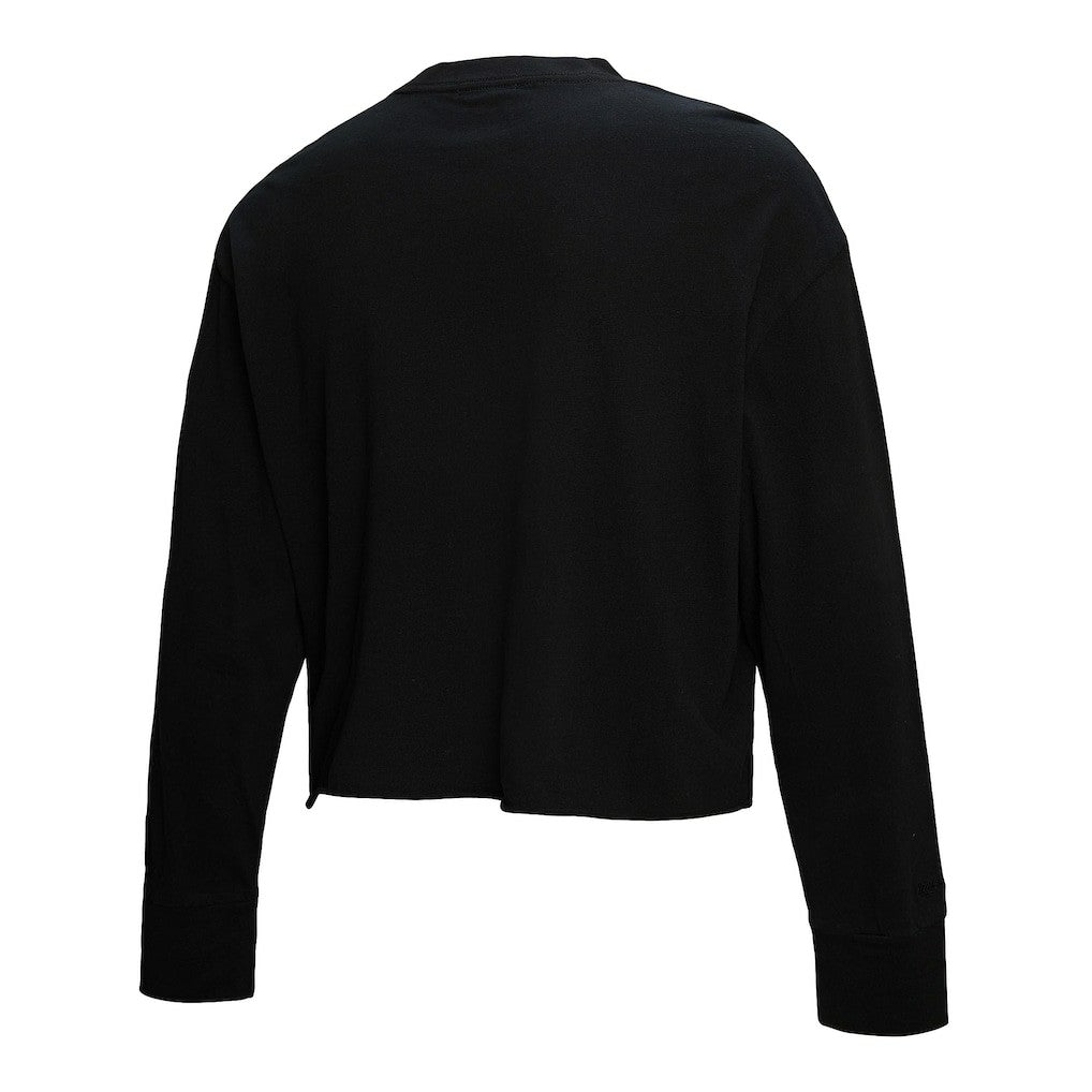 New York Knicks Women's Hardwood Classics Studded Boxy Cropped Long Sleeve T-Shirt Black