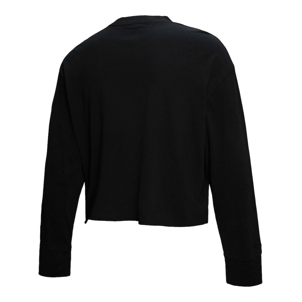 New York Knicks Women's Hardwood Classics Studded Boxy Cropped Long Sleeve T-Shirt Black