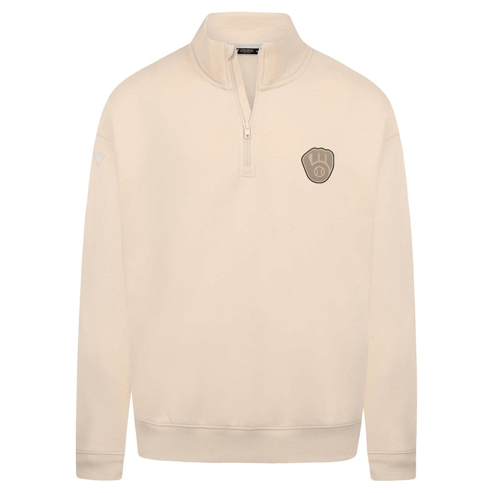 Milwaukee Brewers Levelwear Murray Quarter-Zip Sweatshirt - Khaki Sweatshirts
