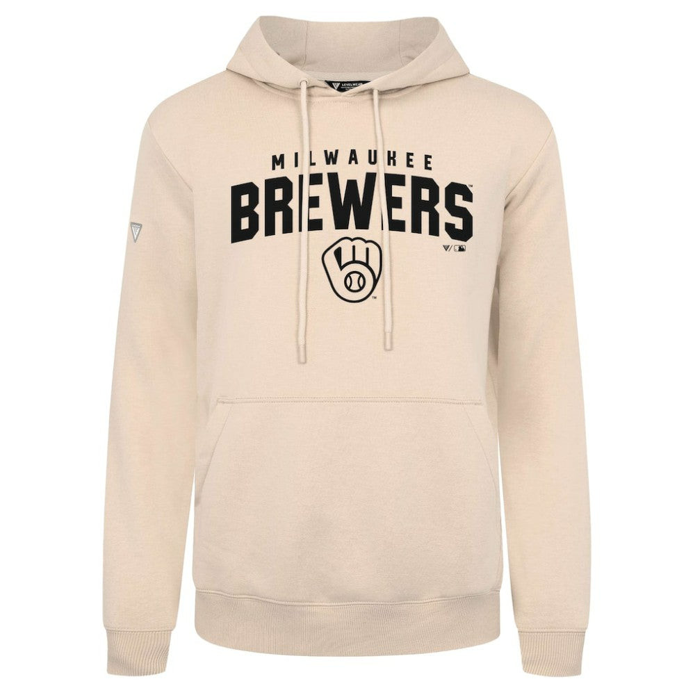 Milwaukee Brewers Levelwear Podium Team Arch Pullover Hoodie - Khaki Hoodies