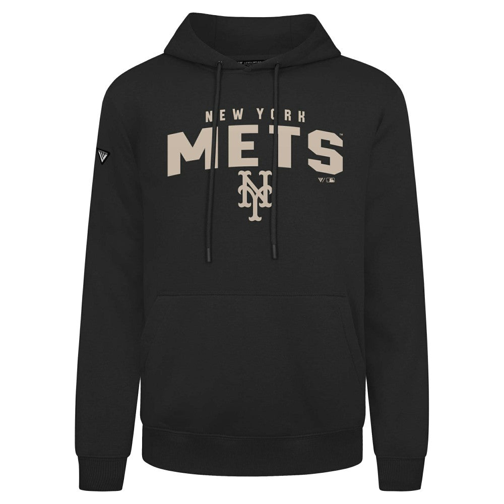 New York Mets Levelwear Podium Team Arch Pullover Hoodie - Black Hoodies