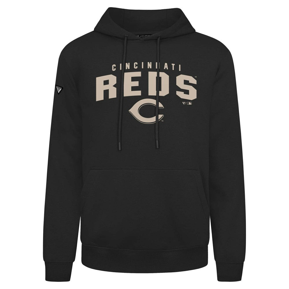 Cincinnati Reds Levelwear Podium Team Arch Pullover Hoodie - Black Hoodies