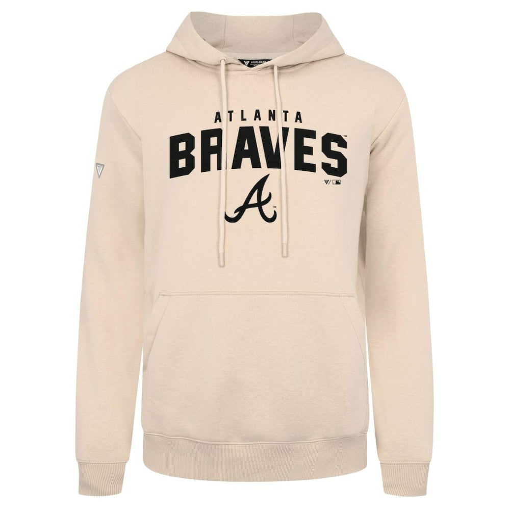 Atlanta Braves Levelwear Podium Team Arch Pullover Hoodie - Khaki Hoodies