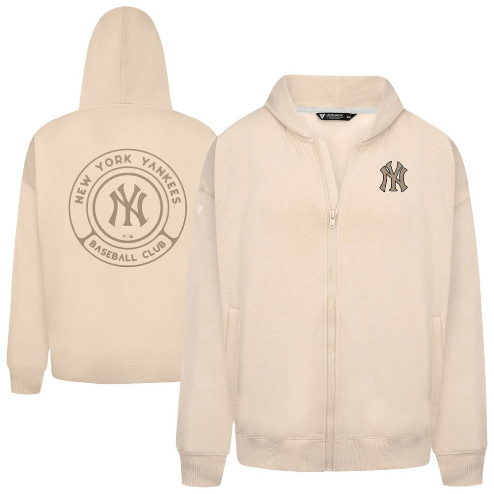 New York Yankees Levelwear Uphill Oversized Full-Zip Hoodie - Khaki Hoodies