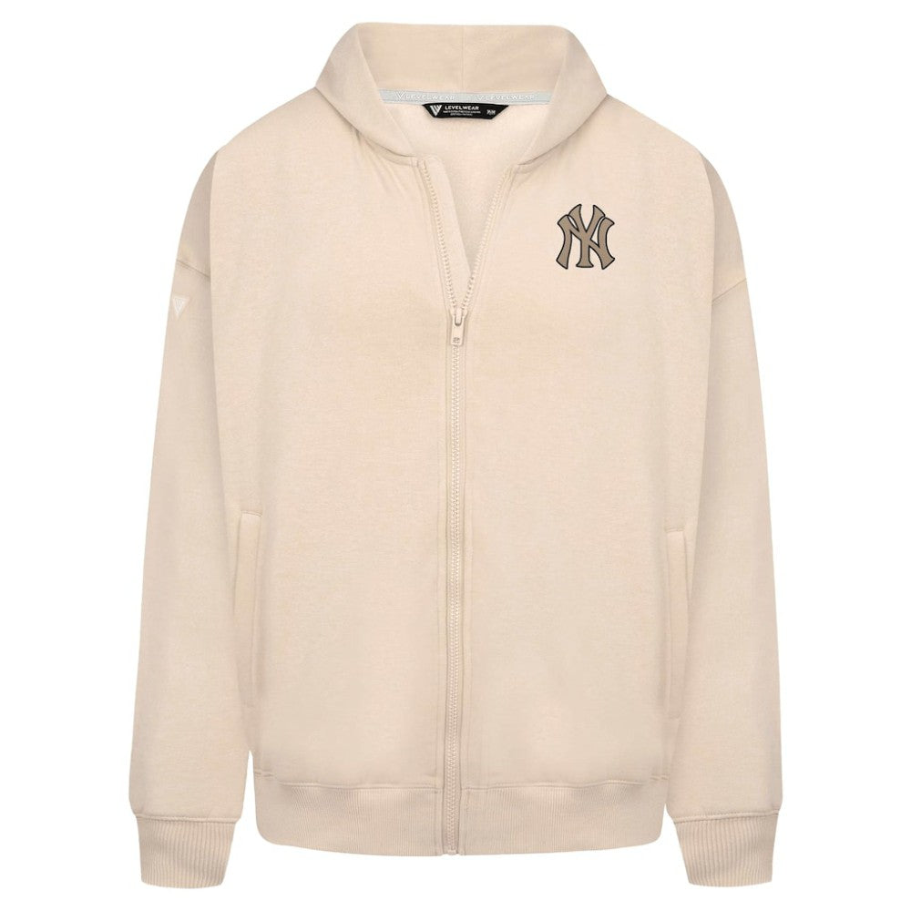 New York Yankees Levelwear Uphill Oversized Full-Zip Hoodie - Khaki Hoodies
