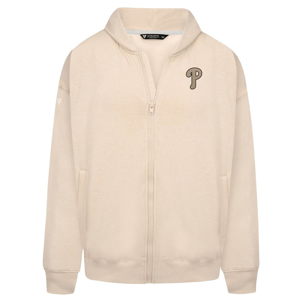Philadelphia Phillies Levelwear Uphill Oversized Full-Zip Hoodie - Khaki Hoodies