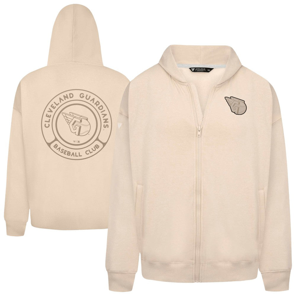 Cleveland Guardians Levelwear Uphill Oversized Full-Zip Hoodie - Khaki Hoodies