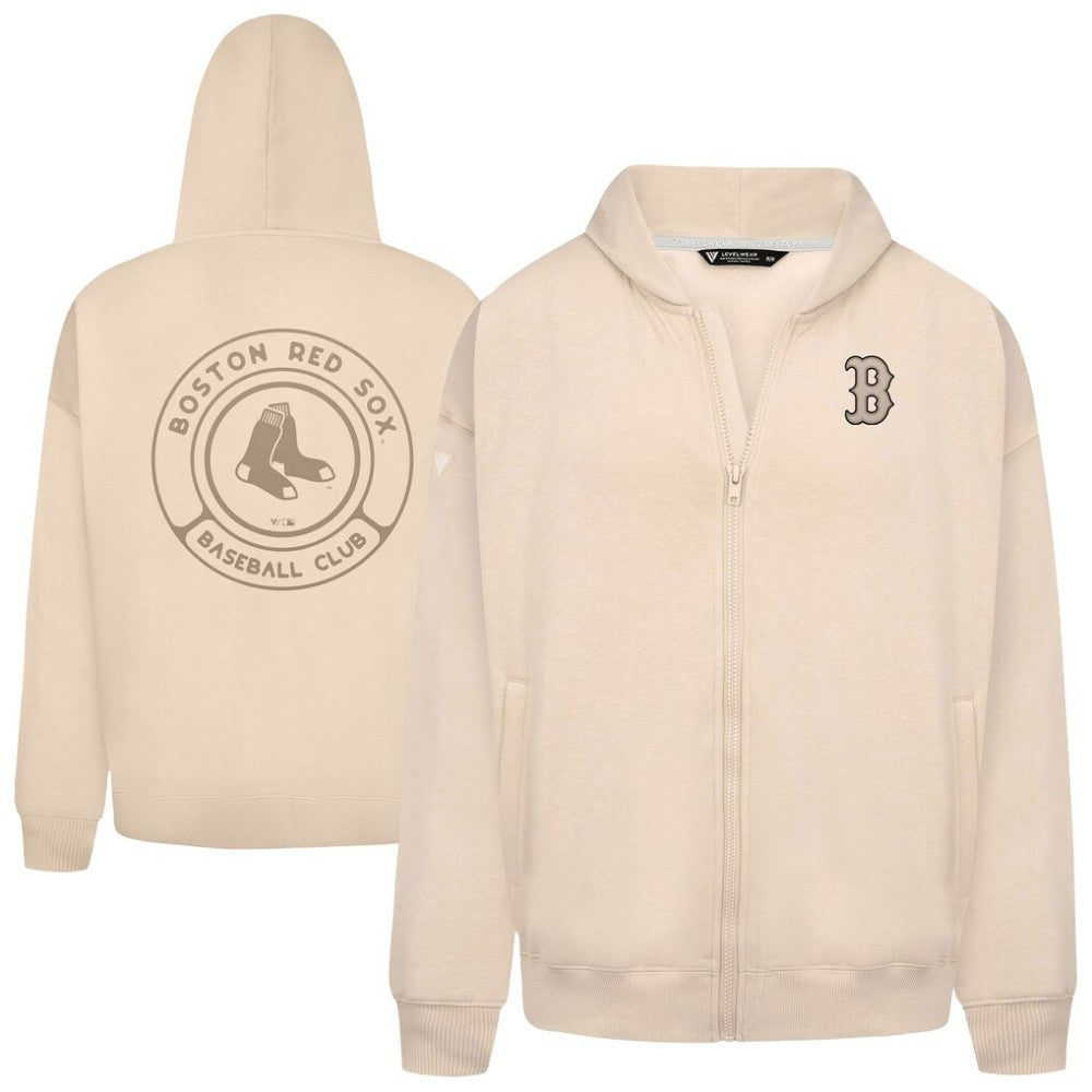 Boston Red Sox Levelwear Uphill Oversized Full-Zip Hoodie - Khaki Hoodies