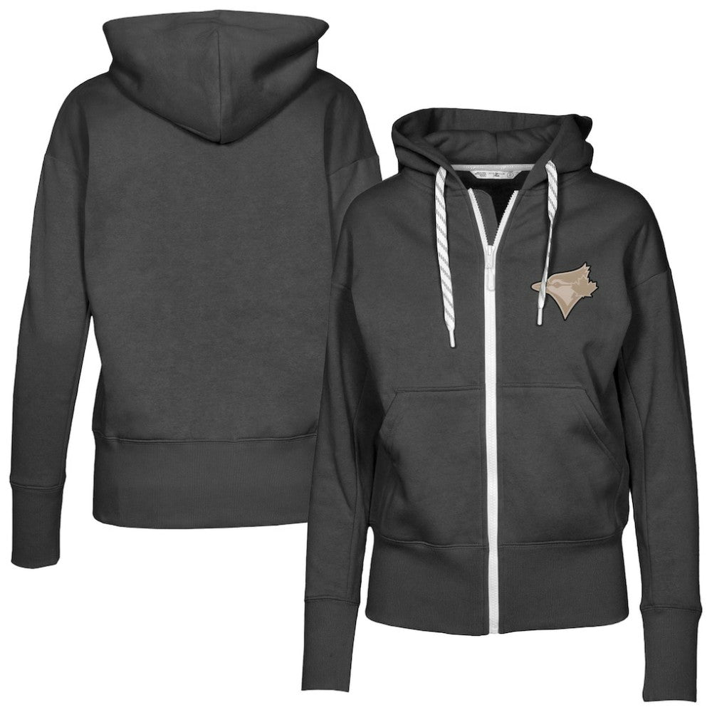Toronto Blue Jays Levelwear Women's Gardinia Full-Zip Hoodie - Black Hoodies