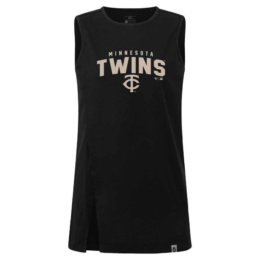 Minnesota Twins Levelwear Women's Influx Team Arch Tank Top - Black Tanks