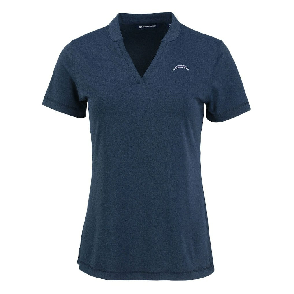 Los Angeles Chargers Cutter & Buck Women's Forge Stretch Blade DryTec V-Neck Polo Heather Navy
